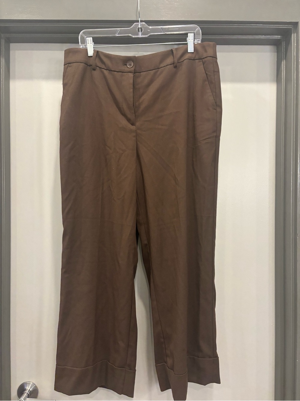 LOFT Brown Wide-Leg Cropped Dress Pants